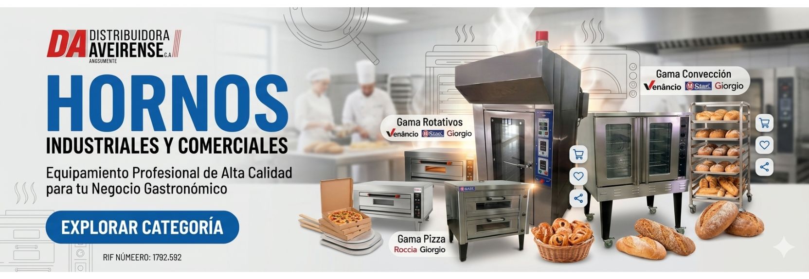 Lleva la productividad y el sabor de tu negocio gastronómico al siguiente nivel. En Distribuidora Aveirense te ofrecemos una selección premium de hornos industriales y comerciales, diseñados para garantizar una cocción uniforme, máxima eficiencia energética y alta durabilidad en cocinas de alta exigencia. Trabajamos con marcas líderes del mercado para asegurar que cada lote de producción sea perfecto.